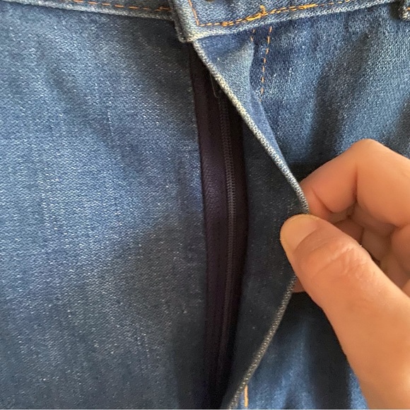 Vintage Weaver 90s Maxi Denim Skirt Slit in Front 4 Pocket Design Size 13 - Picture 5 of 9